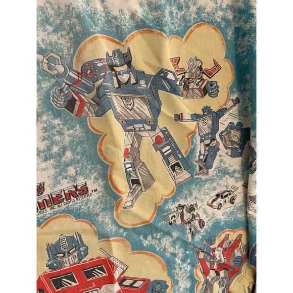 Vintage 1984 Transformer's Fabric Twin Bedding Bottom Sheet - Picture 4 of 4